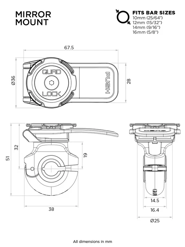 Suporte para smartphone QUAD LOCK para espelho retrovisor - Image 3