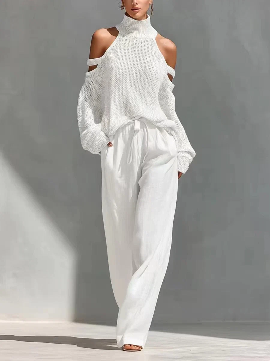 Conjunto elegante de malha e linho - Image 4