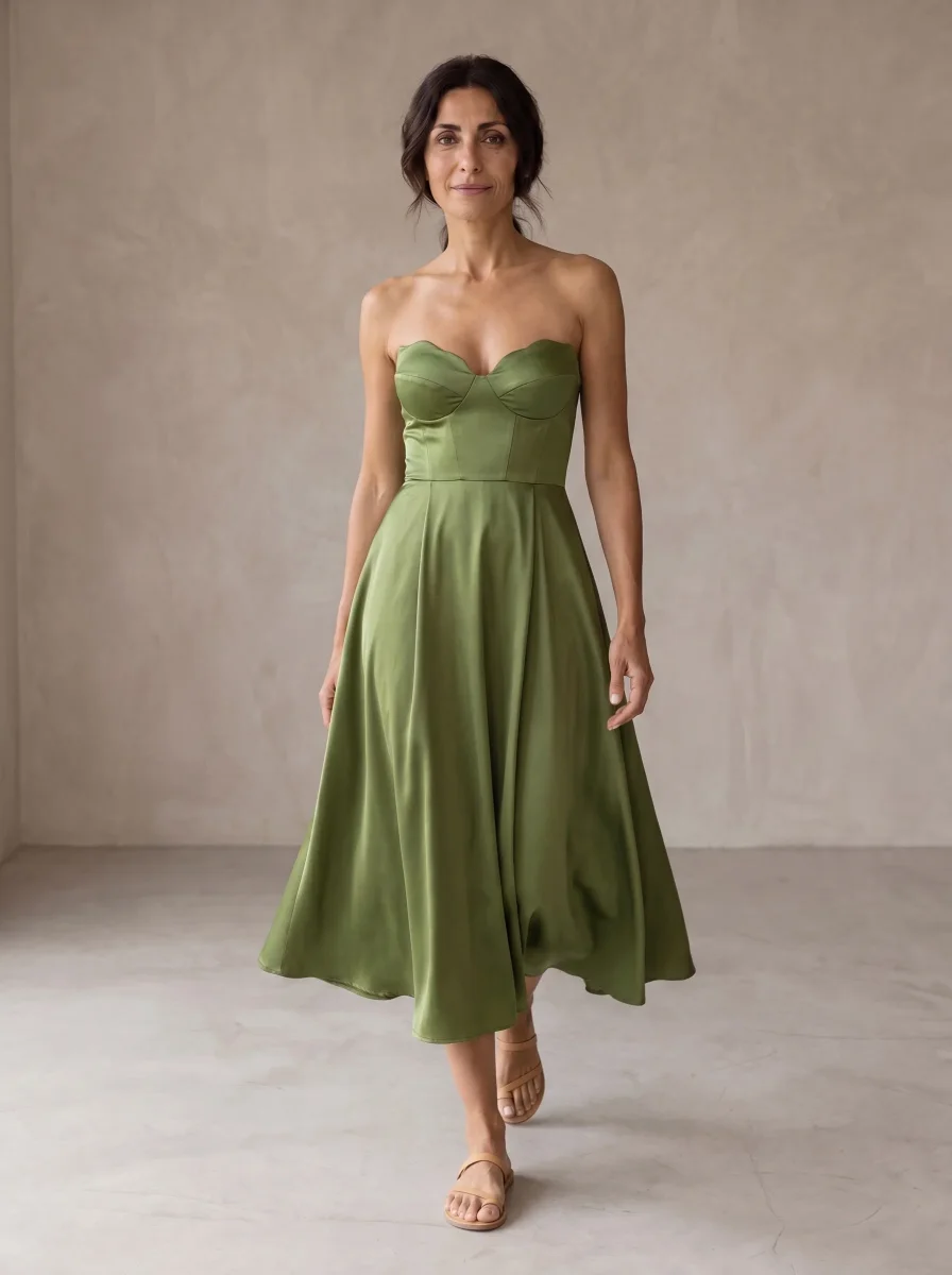 Liora | Vestido midi elegante sem alças - Image 2